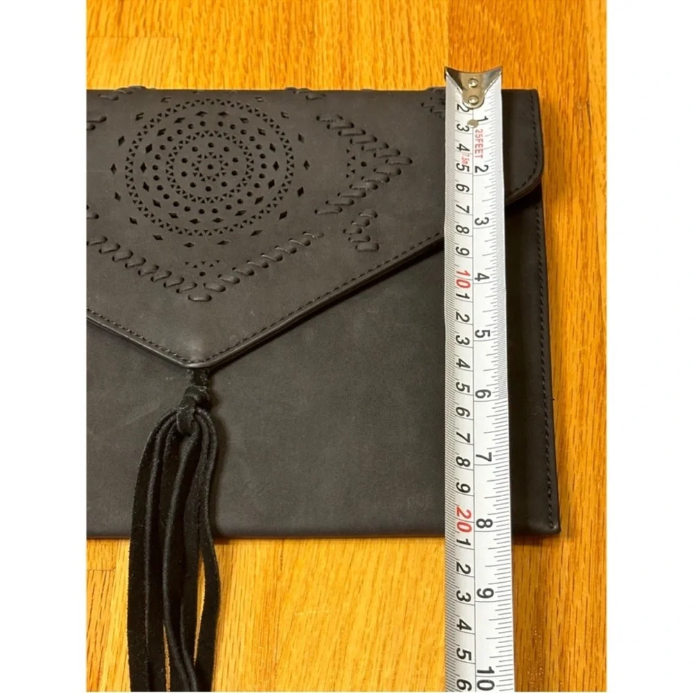 Anthropologie Leather Envelope Tassel Clutch
